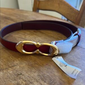 Gold Buckle Red Leather Belt